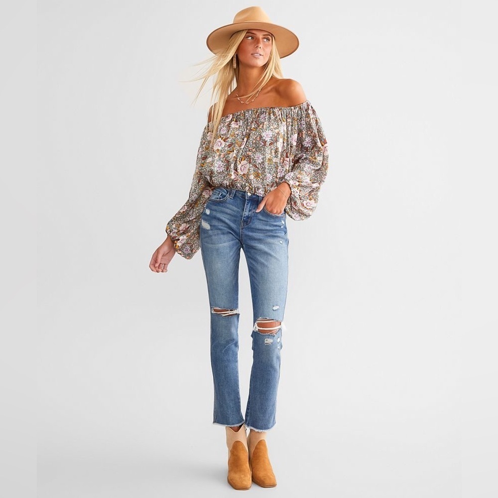WILLOW & ROOT Floral Off The Shoulder Top‎ NWT XS - Picture 6 of 9